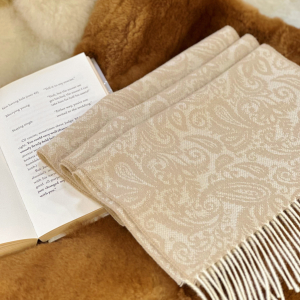(Discontinued) Alpaca Field Royal Alpaca Paisley Jacquard Scarf Light Camel