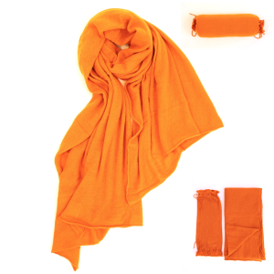 Cashmere Raw Edge Travel Wrap in Spice Orange