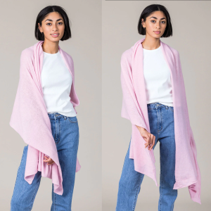 Cashmere Raw Edge Travel Wrap in Glamour Pink