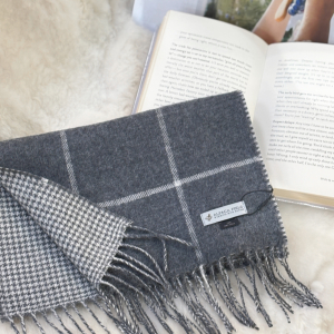 (Discontinued) Alpaca Field Reversible Windowpane Scarf GREY