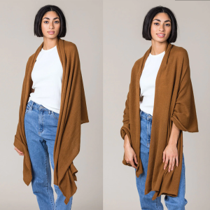 Cashmere Raw Edge Travel Wrap in Vintage Vicuna